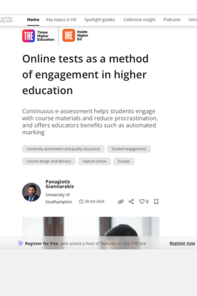 Thumbnail of Online tests as a method of engagement in higher education article