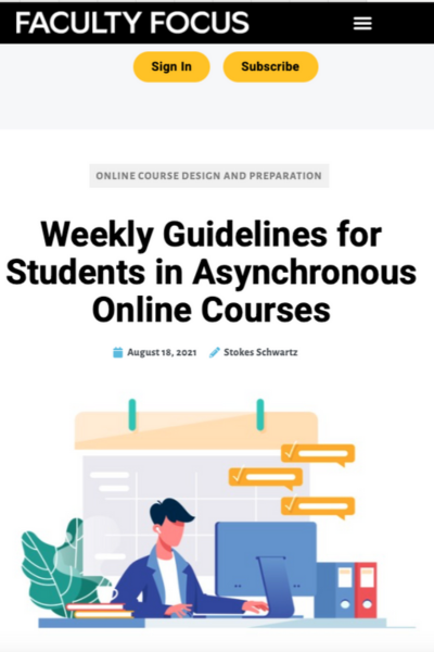 Thumbnail of Weekly Guidelines for Students in Asynchronous Online Courses article