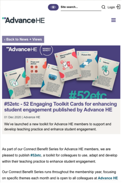Thumbnail of 52 Engaging Toolkit cards for enhancing student engagement