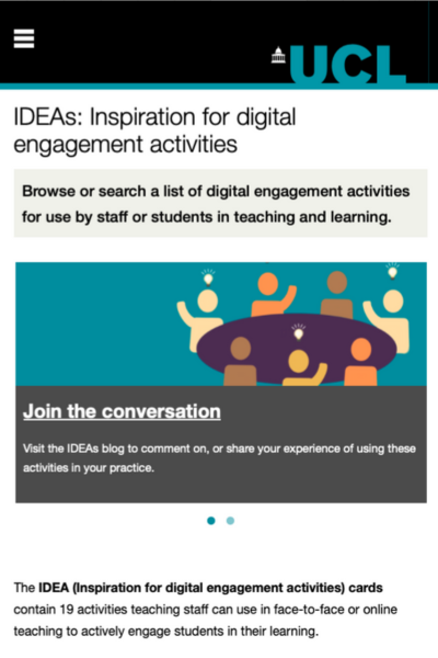 Thumbnail of IDEAS - Inspiration for digital engagement activities
