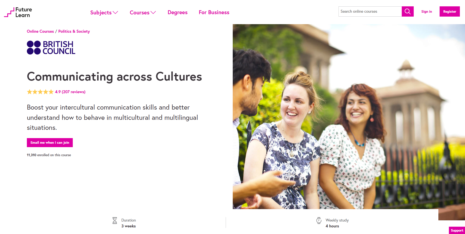 Communicating across Cultures - FutureLearn Screenshot of webpage 'Communicating across Cultures' by FutureLearn
