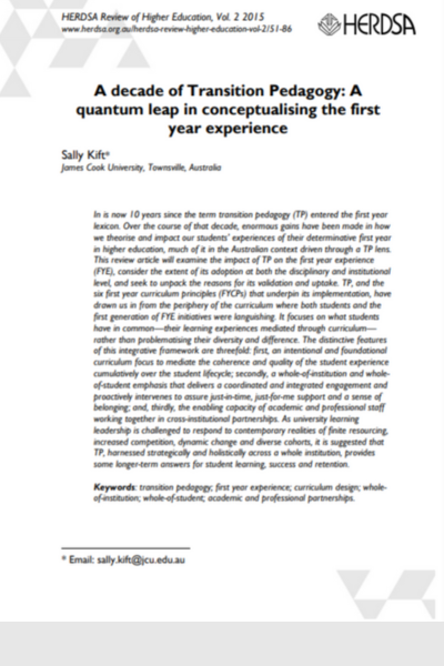 Screengrab of HERDSA Review