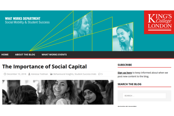 Screengrab of Kings College website