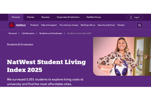 Screengrab of Natwest Student Living Index 2025