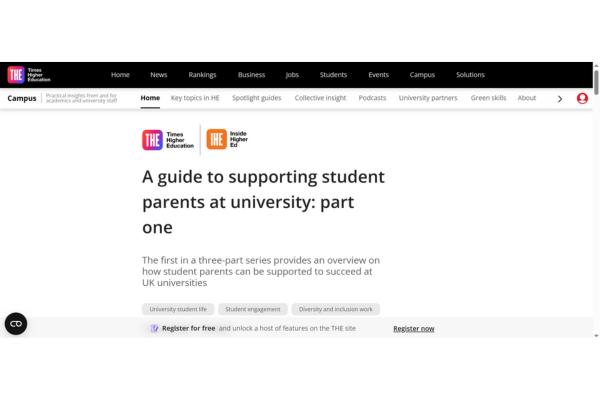 Screengrab of THE website