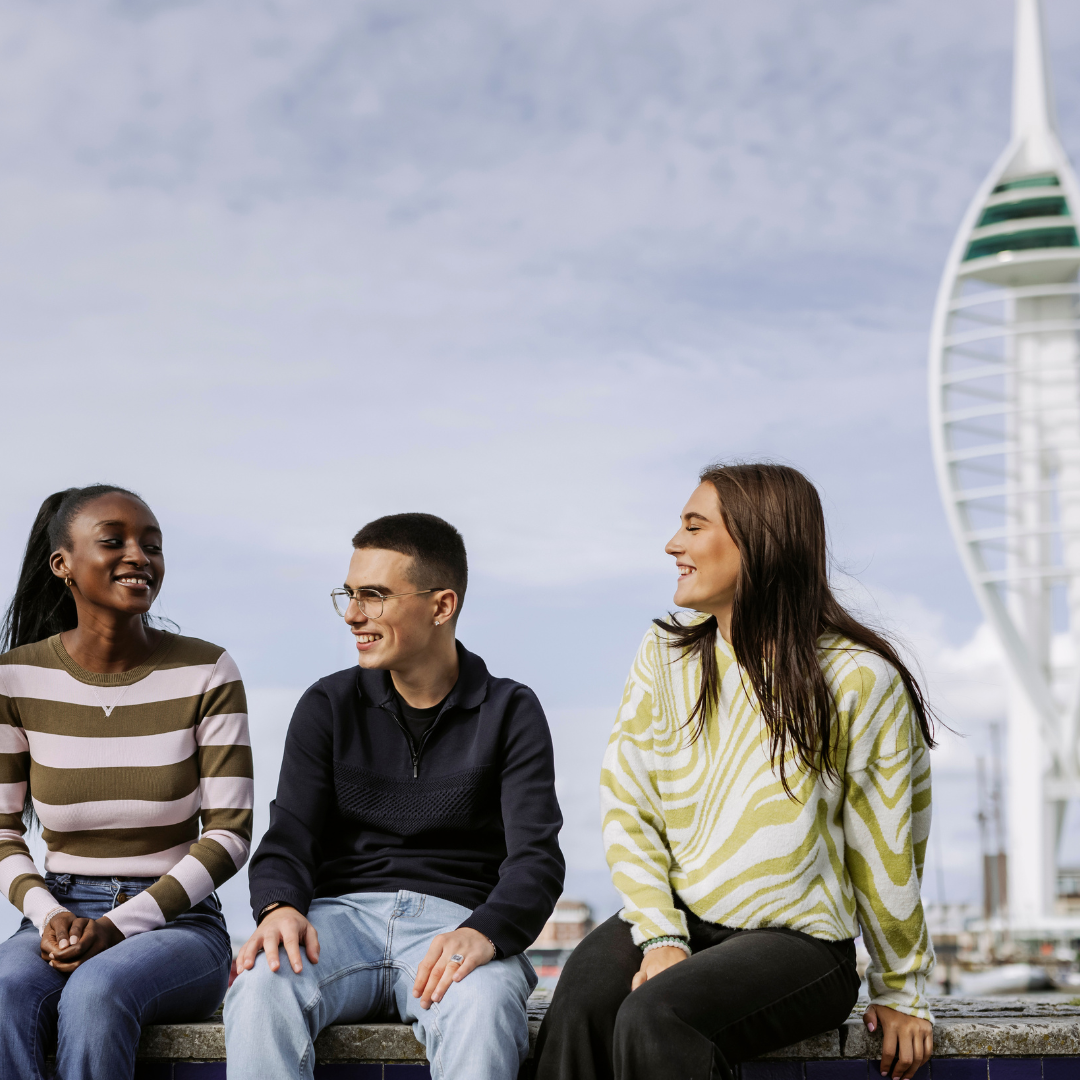 image of students infront of spinnaker tower