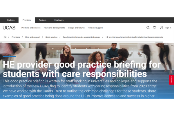 Screengrab of UCAS website