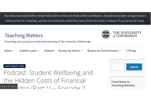 Screengrab of Teaching Matters - University of Edinburgh