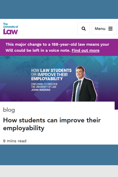 Screengrab of The University of Law