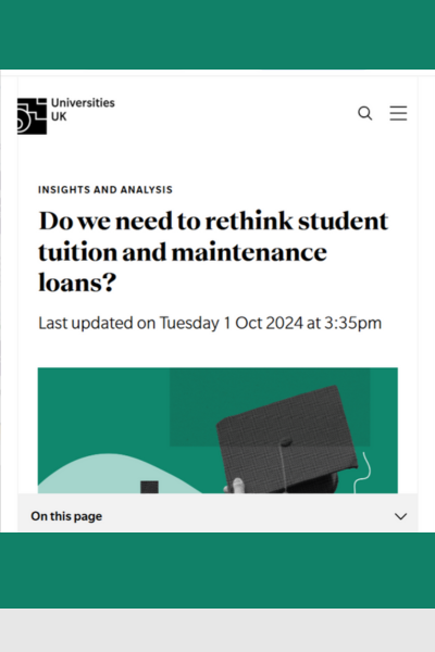 Screengrab of Universities UK