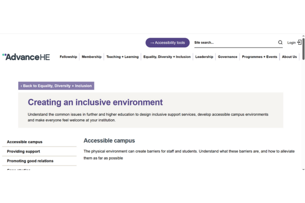 Screengrab of AdvanceHE website