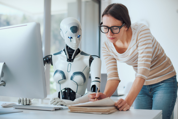 Image of academic marking a robots work