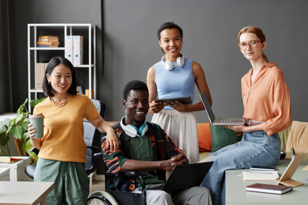 image of 4 students from various backgrounds