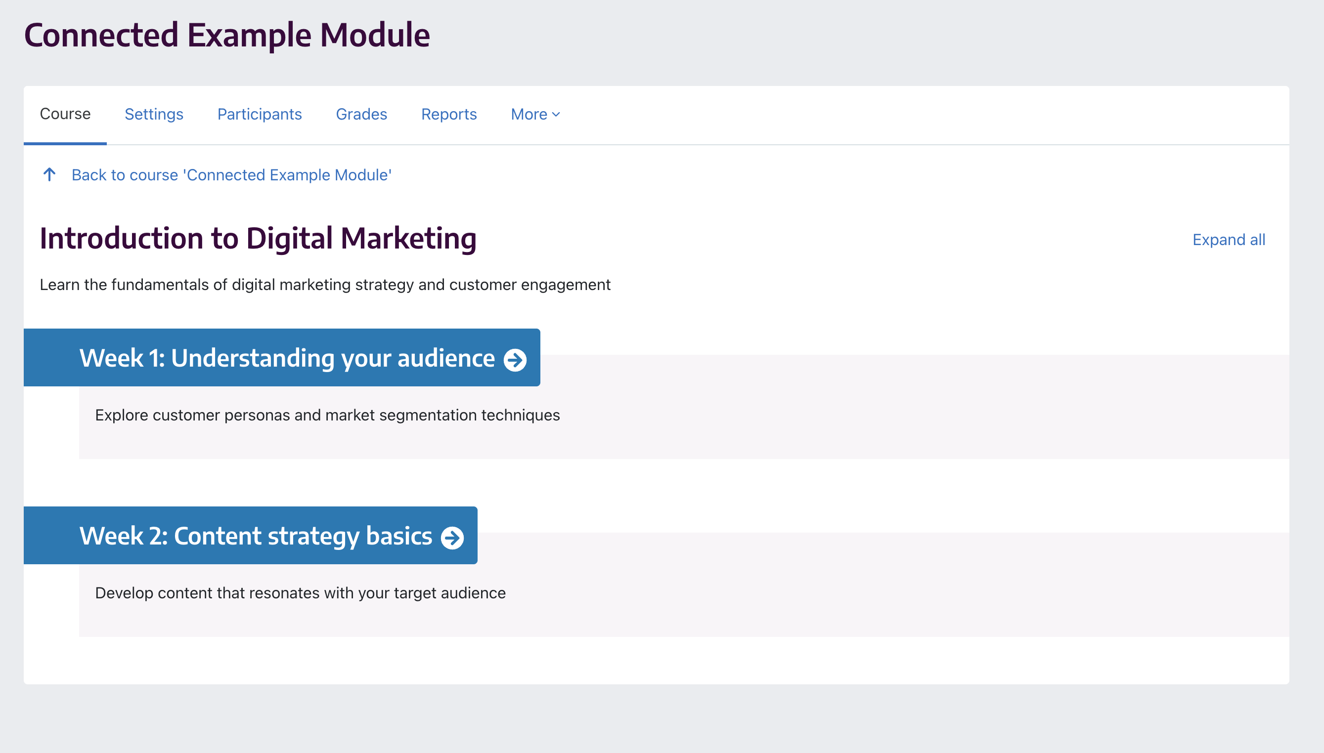 An example of a moodle module created using a csv