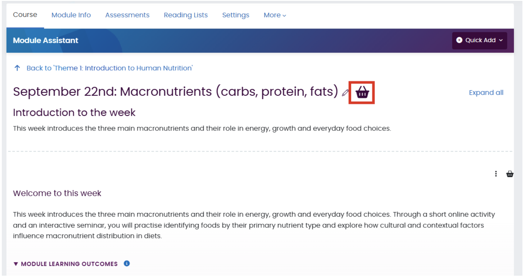 Sharing Cart Icon on Moodle Module