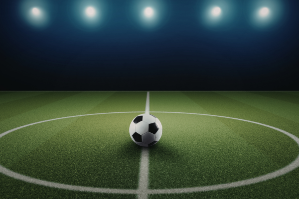 Image of a football woth a stadium background