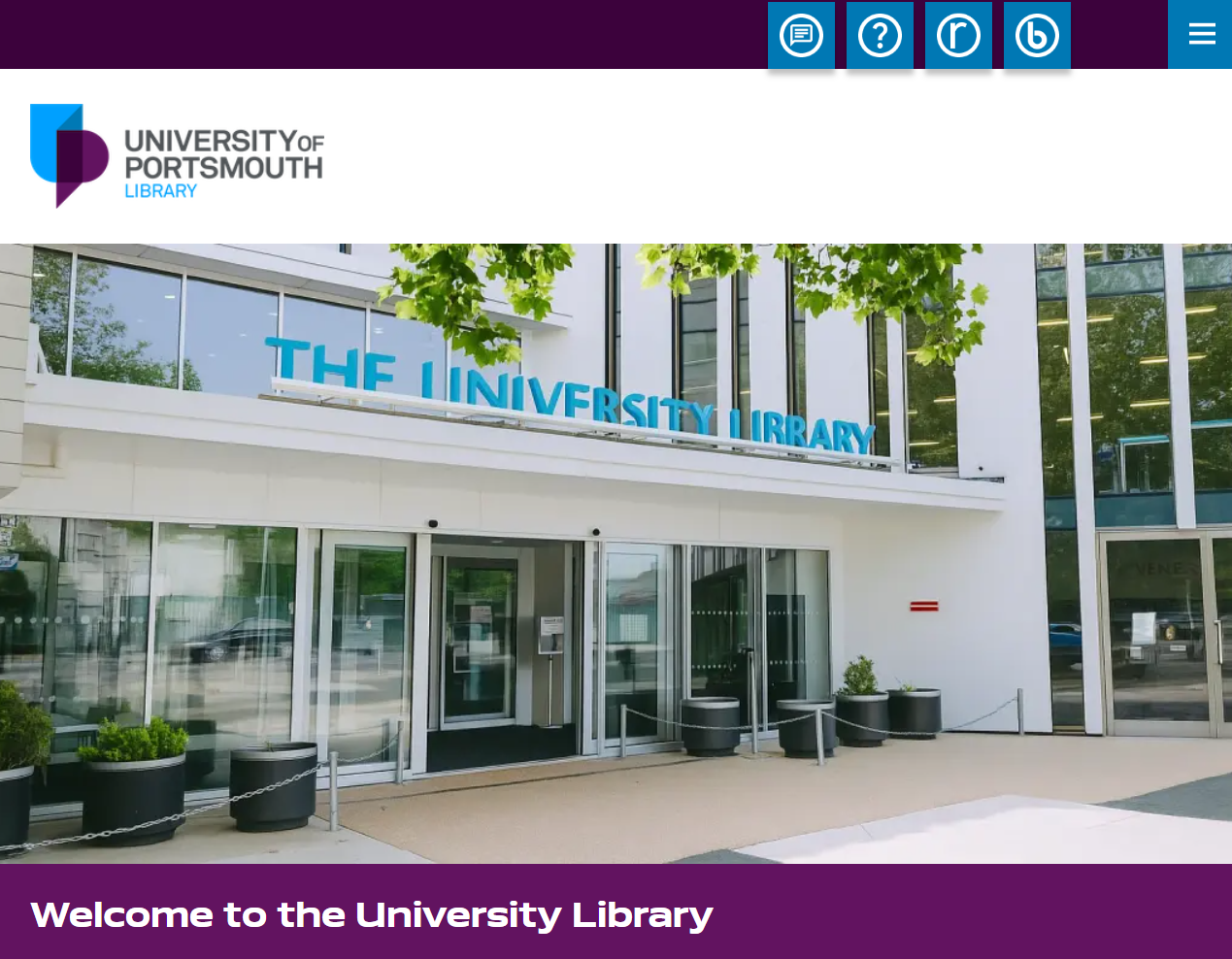 Image of home page of the UoP Library website