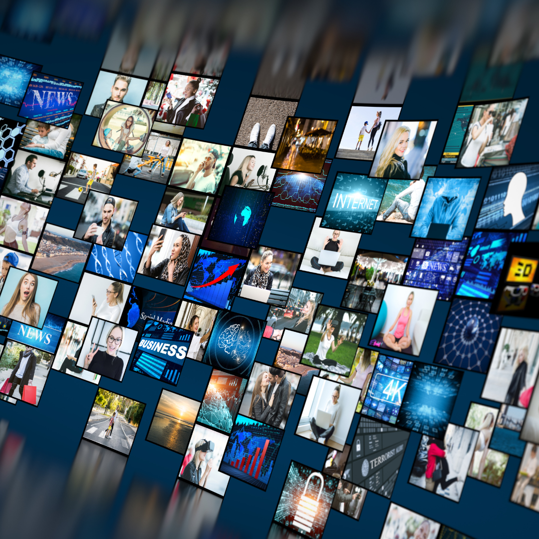 image of mulitiple screens showing videos