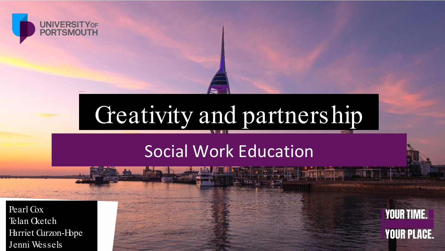 Screen grab of presentation : Creativity in Teaching and Learning Through Community Participation in Social Work Education