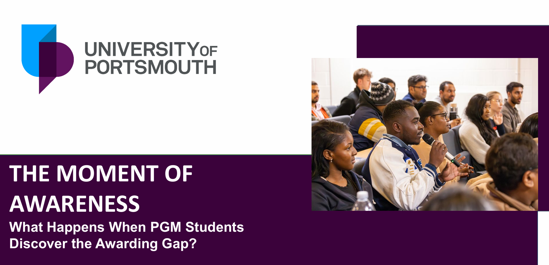 Screen grab of The Moment of Awareness: What Happens When PGM Students Discover the Awarding Gap? presentation