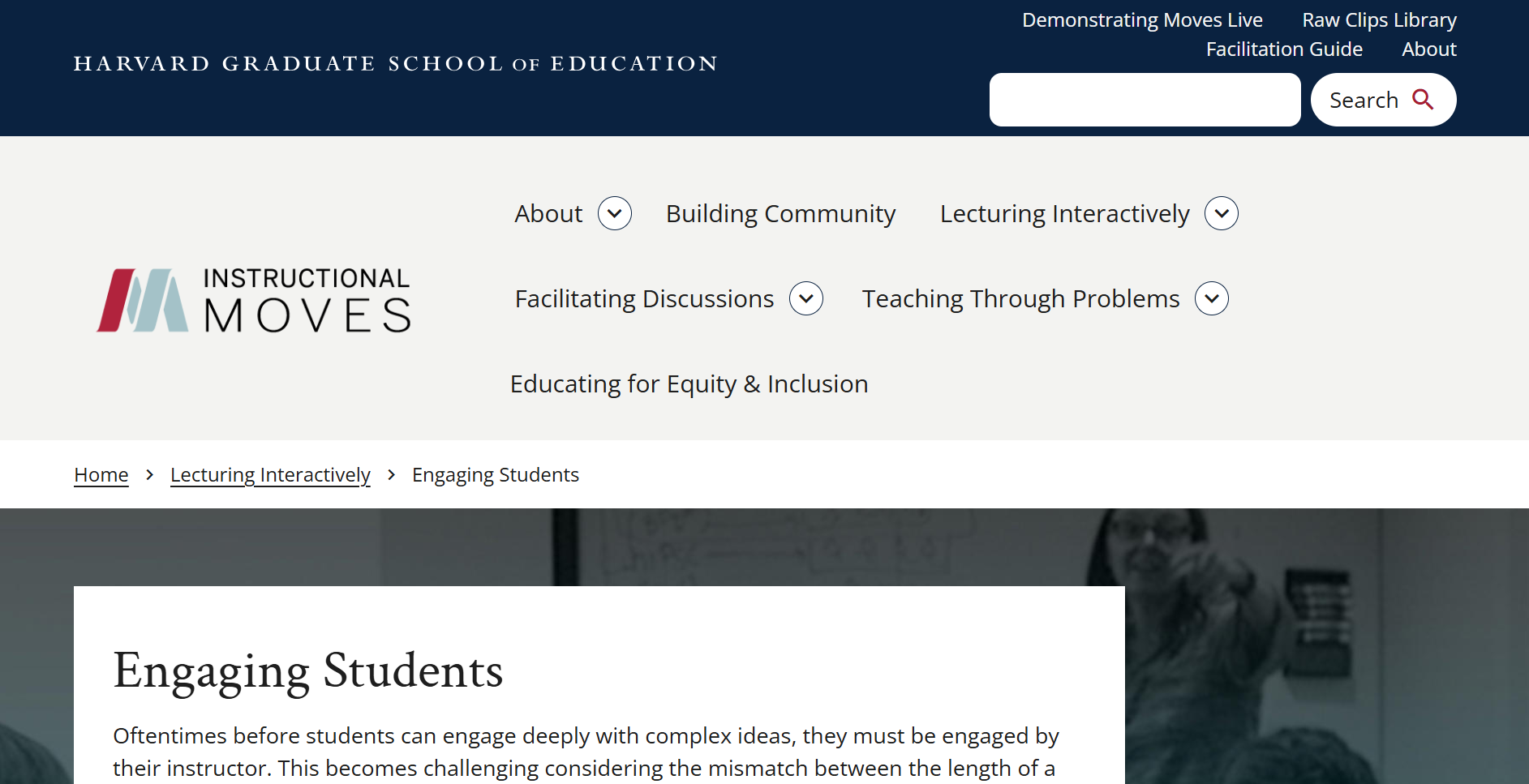 Screengrab of Engaging Students - Instructional Moves