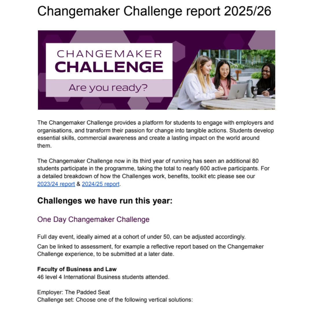 Preview of Changemaker Challenge report 2025/26