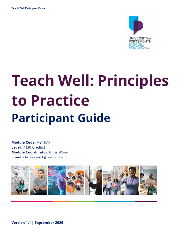 Screengrab of Sept's Teach Well guide
