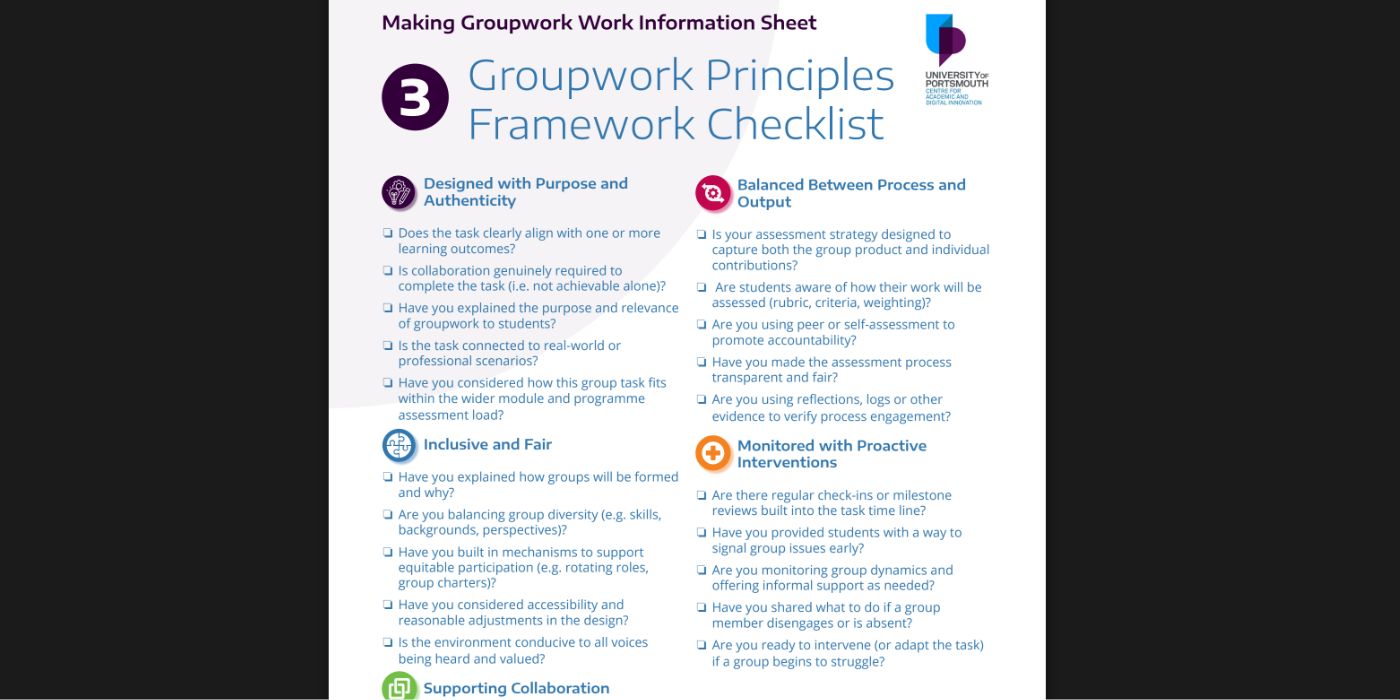 Preview of Groupwork Principles Framework Checklist